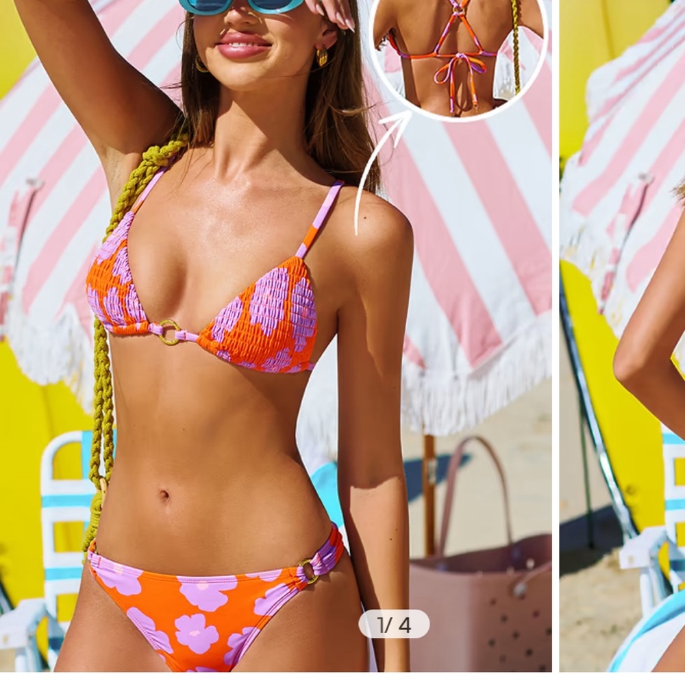 Cupshe Orange and Pink Bikini Swimwear NWT Size Small